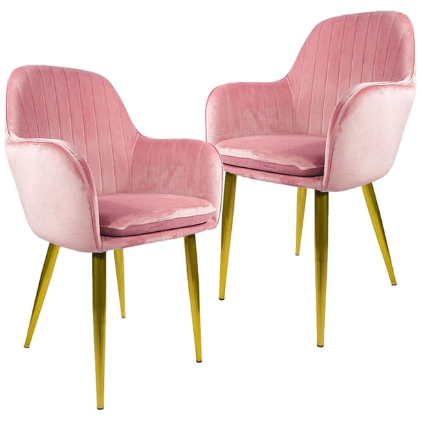 2 Sillones Comedor Eames Tapizado Rack & Pack Rosa Terciopelo Sala Habitación