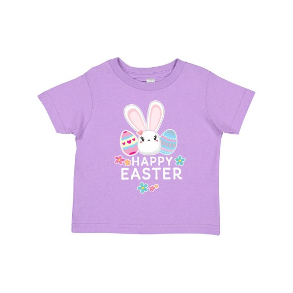 Inktastic Happy Easter with Bunny Head and Easter Eggs Boys or Girls Toddler T-Shirt