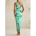 thumbnail image 4 of PRETTYGARDEN Women's One Shoulder Bodycon Dress Summer 2025 Printed Ruched Party Cocktail Fitted Long Dress, 4 of 8