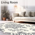 thumbnail image 2 of ODIKA 2'x3' Machine Washable Non-Slip Area Rug, Vintage Damask Medallion Print with Intricate Scrollwork Design High Traffic Rug with Pad, Ivory, 524097, 2 of 8