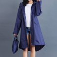thumbnail image 2 of Bearachild Chubasquero impermeable y ligero para mujer, con capucha, para exteriores, senderismo, chaqueta larga, Poncho Paraguas de lluvia Azul profundo L Bearachild JJ13982-11, 2 of 6