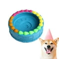 thumbnail image 3 of EYS 6.26-Inch Natural Rubber Tooth-Cleaning Dog Toy Bowl -Birthday Cake Shape (Available in Glacier Blue or Purple), 3 of 11