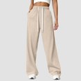 thumbnail image 2 of NOLDARES Women's Casual Wide Leg Pants Fall Clothes Elastic Waist Loose Palazzo Trousers with Pockets(Beige,3XL), 2 of 8