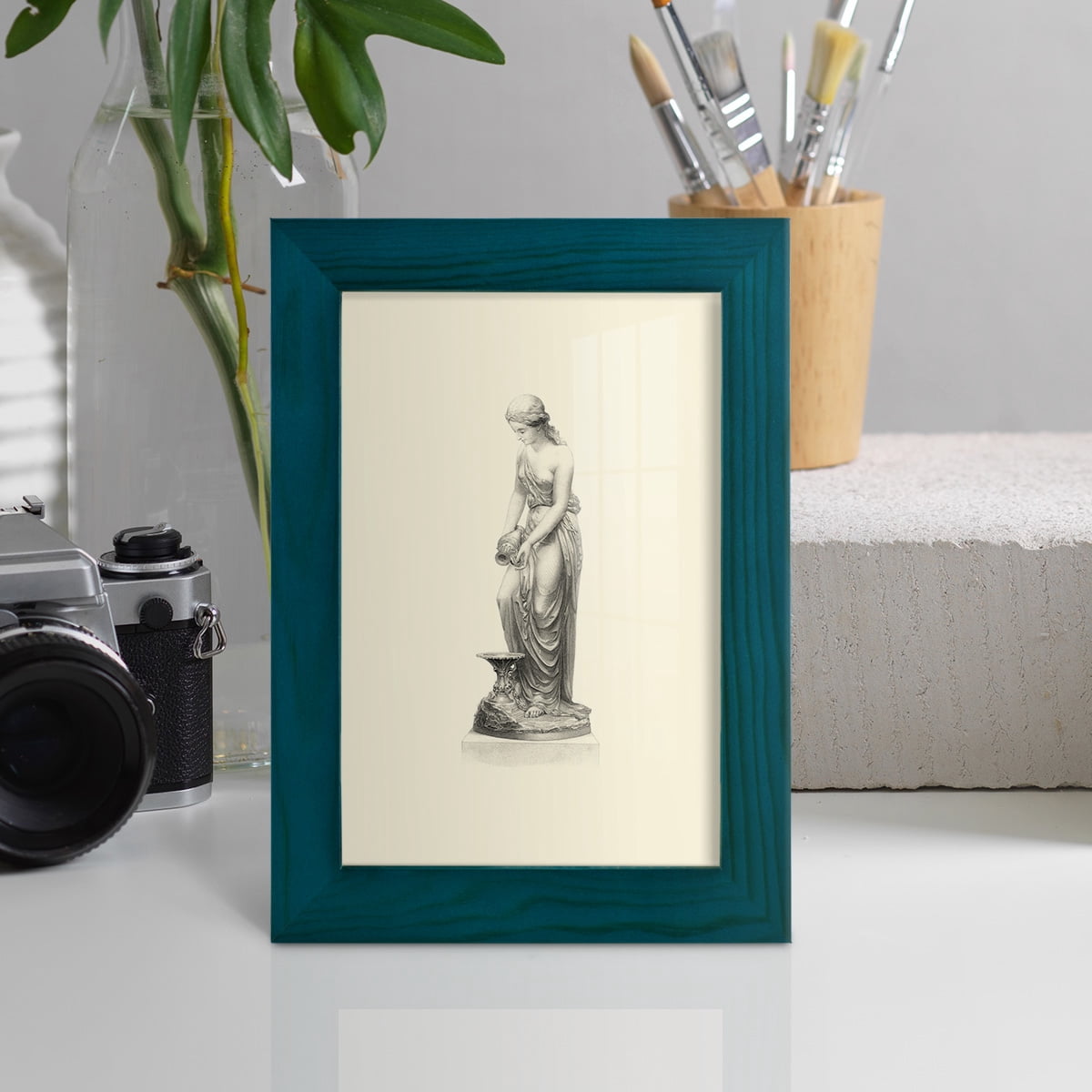 Classical Statuary II -Framed Print w/glass-Ocean Blue