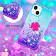 thumbnail image 2 of Glitter Case for Apple iPhone 15 Plus for Women Girls, Bling Sparkle Colorful Gradient Quicksand Waterfall Soft TPU Liquid Cover Case with Ring Stand for iPhone 15 Plus JB-Green Purple, 2 of 14