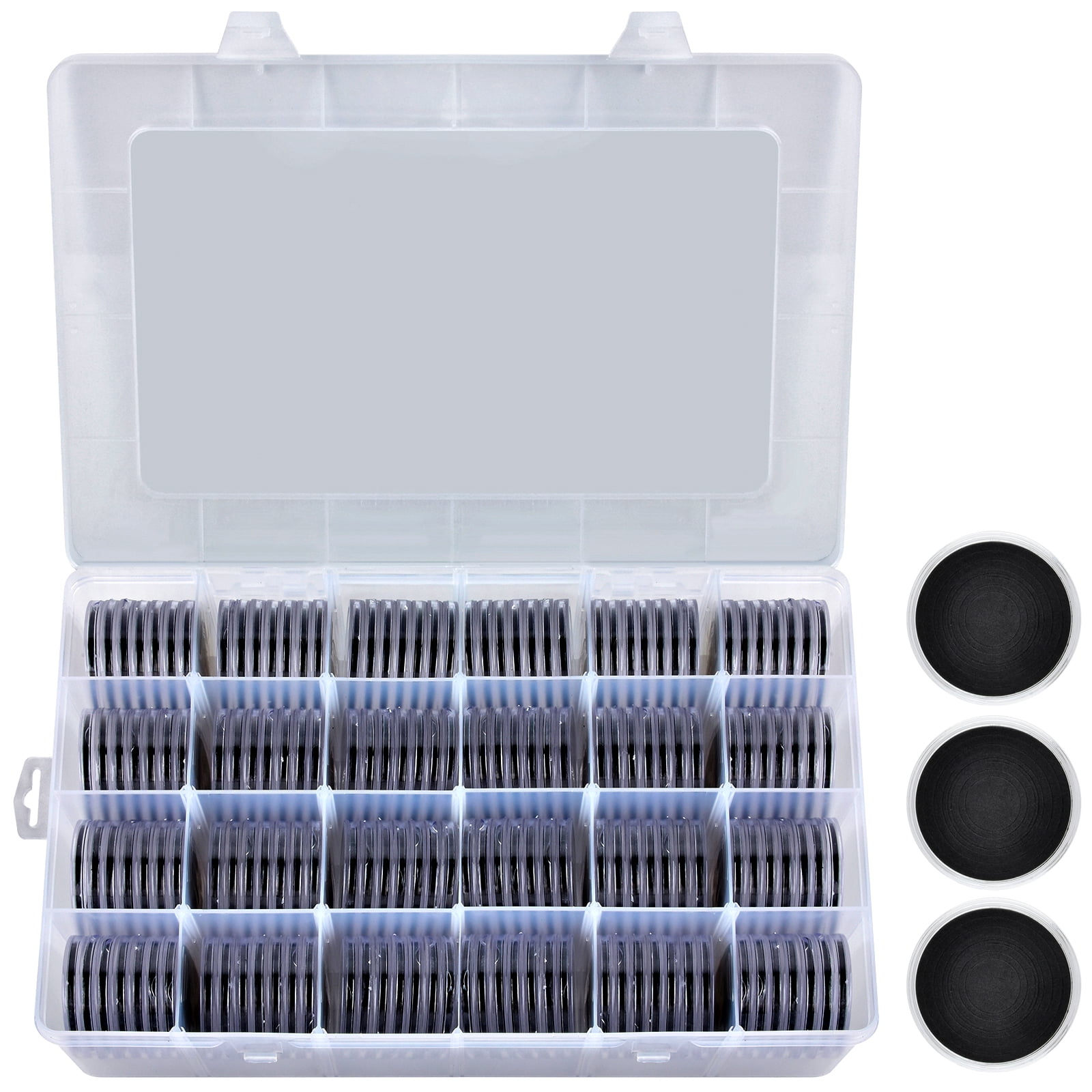 Fullcase Coin Collection Supplies Holders for Collectors, 84 Pieces 46mm Coins Capsules with Foam Gasket and Plastic Storage Organizer Box, 6 Sizes