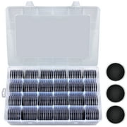 Fullcase 168 Pieces 46mm Coin Capsules with Foam Gasket and Plastic Storage Organizer Box, 6 Sizes (20/25/27/30/38/46mm) Coins Collector Case Holder for Coin Collection Supplies (Black)