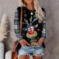 thumbnail image 1 of New Christmas Moose Print Ladies T-shirt Cotton Kawaii Cartoon Style Sweater Autumn O Neck Oversized Long Sleeve Female Pullover, 1 of 4