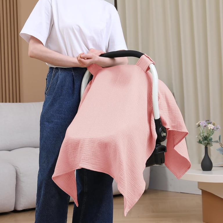 Baby Car Seat Canopy Cover - Sunproof Pink Shade For Infant Car Seats & Doona Strollers