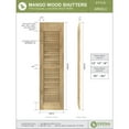 thumbnail image 2 of 18"W x 66"H Americraft Two Equal Louver Exterior Real Wood Shutters (Per Pair), Unfinished, 2 of 12