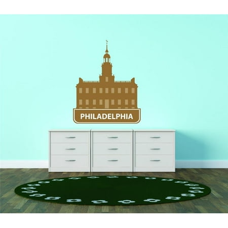Custom City Wall Map - Custom Wall Decal Philadelphia Pennsylvania United States Major City Geographical Map Landmark - Vinyl Wall - 20x20