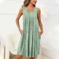 thumbnail image 4 of Fnooota Nightgowns for Women, Printed Sleeveless Crewneck Pleated Womens Sleepshirts Green Size XL, 4 of 7