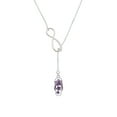thumbnail image 2 of Delight Jewelry Silvertone Purple Open Plumeria Flower Flip Flop Silver tone Elegant Infinity Lariat Necklace, 2 of 4