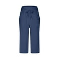 thumbnail image 5 of Womens Plus Size Capris Women's Yoga Pants Loose Soft Drawstring Workout Sweatpants Outdoor Athletic Causal Pants With Pockets Navy S, 5 of 6