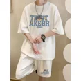 thumbnail image 5 of Chándal informal de moda de gran tamaño de verano, traje holgado para correr con diseño de gofre, camiseta holgada de manga corta y pantalones cortos deportivos, conjunto de 2 piezas para hombre, 5 of 5