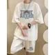 thumbnail image 5 of Chándal informal de moda de gran tamaño de verano, traje holgado para correr con diseño de gofre, camiseta holgada de manga corta y pantalones cortos deportivos, conjunto de 2 piezas para hombre, 5 of 5