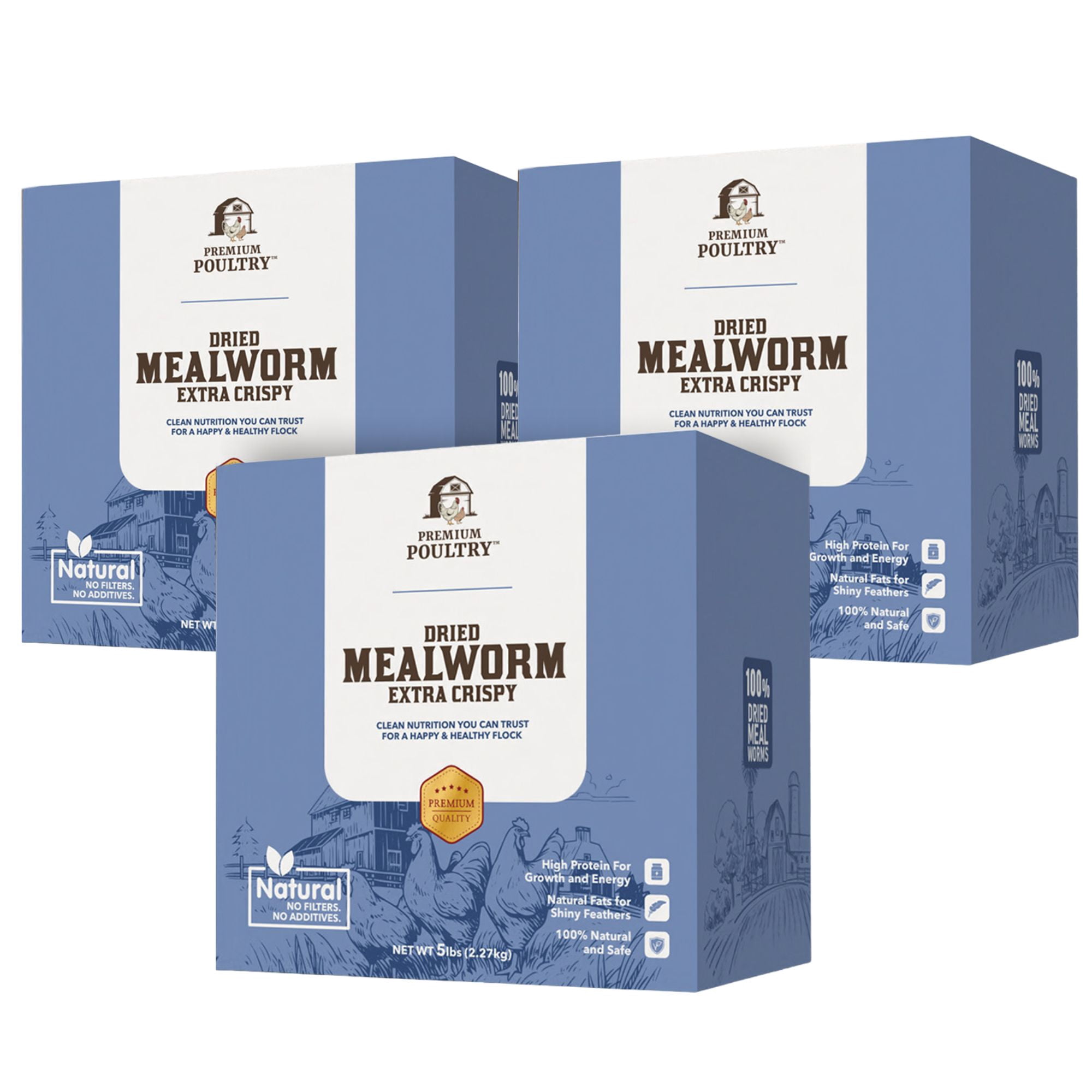 Premium Poultry 15 lb Dried Mealworms High Protein Chicken Feed for Backyard Poultry