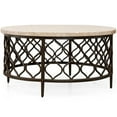 thumbnail image 1 of Roland Round Transitional Stone Top with Metal Base Coffee Table in Espresso, 1 of 4