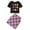 Black, variant on WOYY Girls Summer Outfits Cotton Short Sleeve Graphic T-Shirt & Plaid Skirt Set, Sizes 1-16