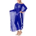 thumbnail image 2 of HAPPY BAY Women's Summer Loungewear Sheer Solid Casual Cover Up Relaxed Caftan Maxi Dresses for Women Plus Size XL-XXL Royal, Pom Pom Lace, 2 of 5