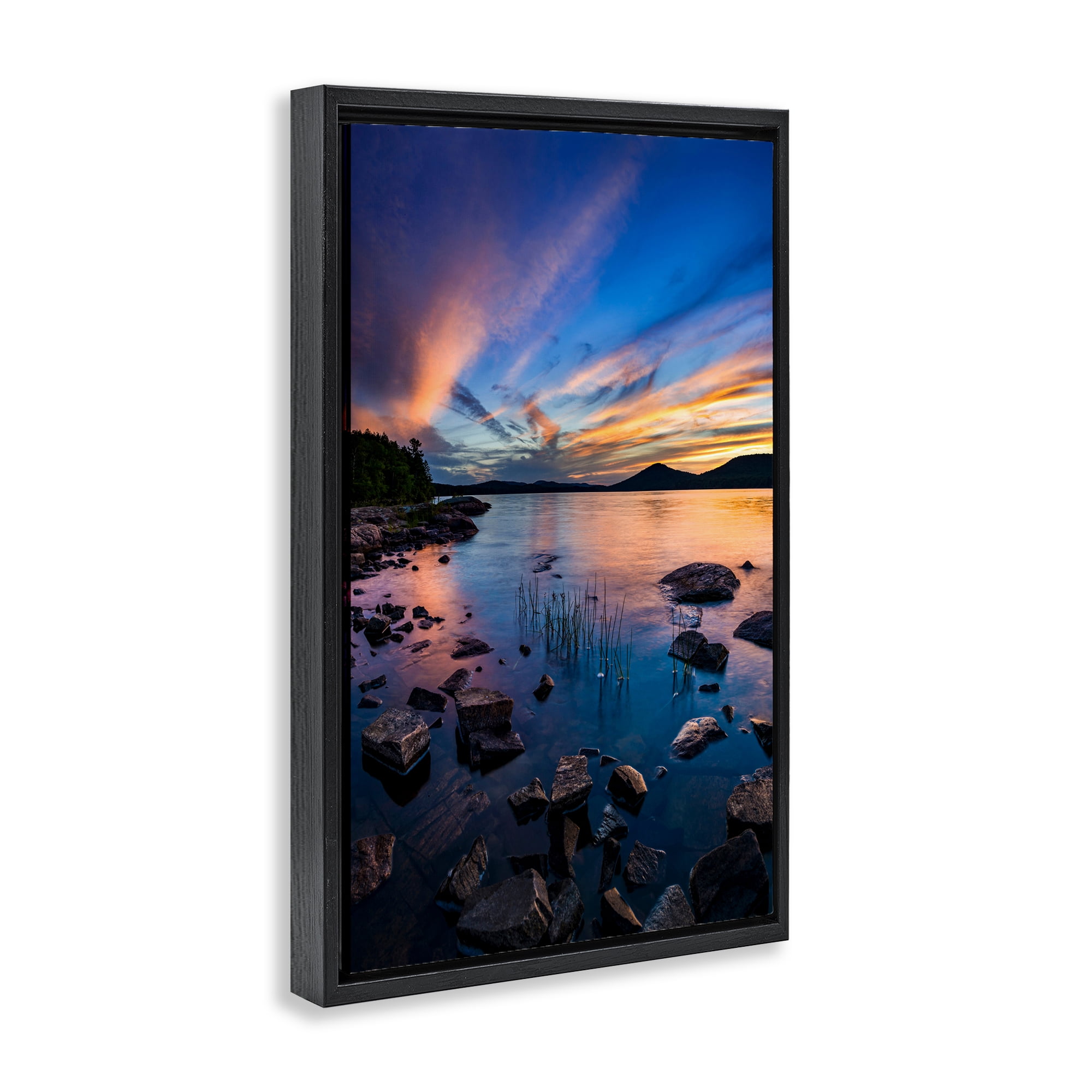 Stupell Industries Sunrise on Piseco Lake Black Framed Floater Canvas Wall Art, design by Jonathan Zaharek