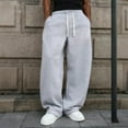 thumbnail image 4 of Domuza Barrel Sweatpants for Men 2026 Baggy Wide Leg Pants Casual Elastic Waisted Drawstring Sweat Pants Joggers with Pockets Light Gray XL, 4 of 5
