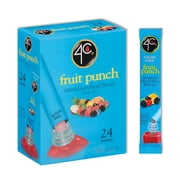 4C Powder Drink Mix Packets, Fruit Punch 1 Pack, 24 Count, Singles Stix On the Go, Refreshing Sugar Free Water Flavorings