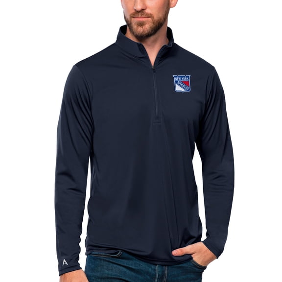Men's Antigua Navy New York Rangers Tribute Quarter-Zip Pullover Top