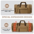 thumbnail image 6 of DAKOMM Canvas Duffle Bag 50L, Duffle Bag for Travel Expandable Duffel Bags Waterproof Weekender Overnight Travel Bag Gym Carry On Luggage Bag for Men & Women (Coffee), 6 of 7
