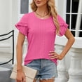 thumbnail image 2 of Diufon Summer Tops for Women Crew Neck Ruffle Short Sleeve Shirts Casual Loose Tunic Clothes, 2 of 7