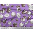 thumbnail image 2 of Soimoi Modal Satin Fabric Mushroom, Pear Fruits Print Sewing Fabric Yard 42 Inch Wide, 2 of 3