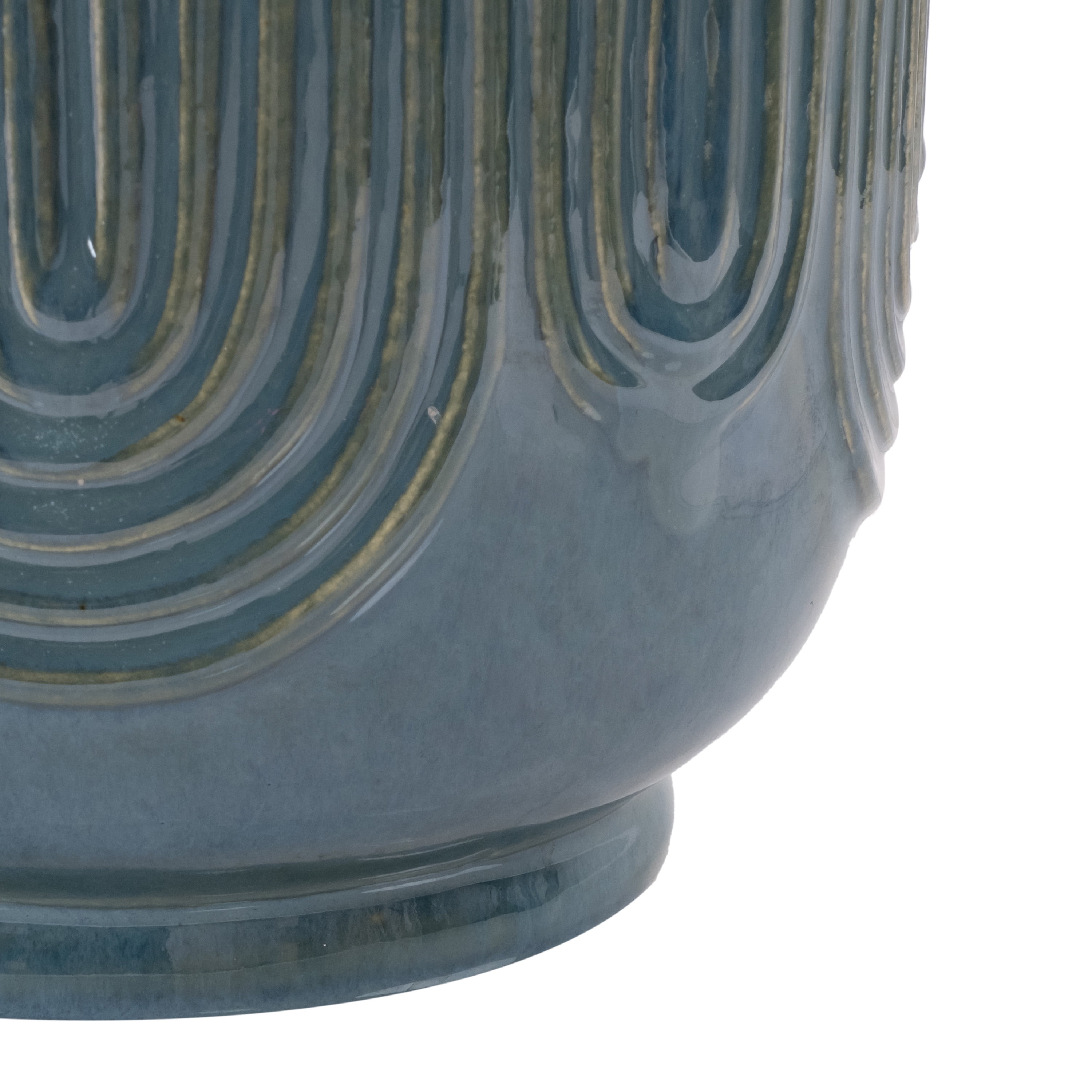 Beautiful 8" Soft Teal Pill Debossed Ceramic Planter by Drew Barrymore