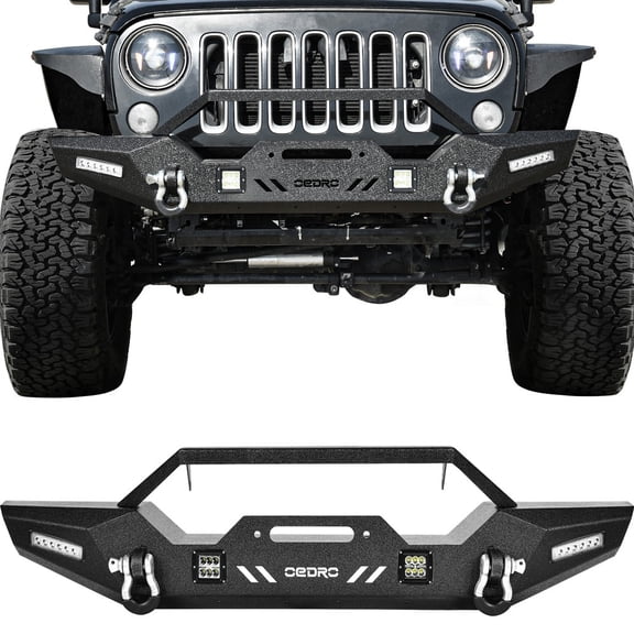 VibrantEcho Front Bumper with LED Lights for 2007-2018 Jeep Wrangler JK Unlimited