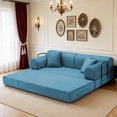 thumbnail image 3 of Leumius Oversized Corduroy Futon Sofa Bed Couch,78" Convertible Folding Mattress Couch with Fixed-Shape Frame,Floor Sofa Lounge Couch for Small Spaces,Apartments,Living Rooms,Sky Blue, 3 of 8