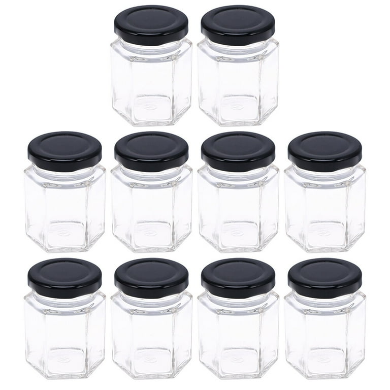 GPK4ALL 190ml 6oz Hexagon Glass Jars, pack of 24 sets, Empty Hex Jars  wSilver Lids for Jam Honey Jelly Candy Candle Wedding Favors Baby Shower  Favors