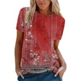 thumbnail image 2 of Red Women's Short Sleeve T-shirt, Women'S Short Sleeve Round Neck T Shirt Fashion Tops Fashionable Lightweight Soft Casual Summer Clothes,Women's Short sleeve T-shirt XXL, 2 of 5