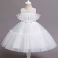 thumbnail image 2 of Otqutp Wedding Dress for Baby Girls Toddler Kids Baby Girls Bow Tulle Patchwork Party Princess Dress Clothes 1-5Y Swing Dress for Toddler Girls(White,2-3 Years), 2 of 8