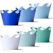 wave cupcake wrappers, set of 48 - baby shark birthday decorations, ocean theme, and under the sea cupcake holders in surf aqua color