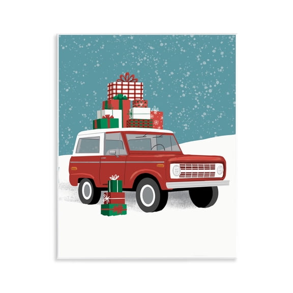 Stupell Industries Red SUV Christmas Time Wall Plaque Art design by Jilly Jack Designs, 14 x 11