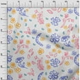 thumbnail image 3 of oneOone Cotton Silk Medium Blue Fabric Florals Sewing Material Print Fabric By The Yard 42 Inch Wide, 3 of 6