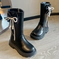 thumbnail image 4 of Dakaela 3-11Y Girls' Knee High Boots Cute Bow Side Zipper Slouchy Riding Boots Waterproof Fall Winter Princess Dressy Boots Black 1.5, 4 of 9