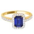 thumbnail image 3 of Mauli Jewels Engagement Rings for Women 0.9 Carat Diamond And Emerald Shape Tanzanite Bridal Set Ring 4-prong 10k Yellow Gold, 3 of 7