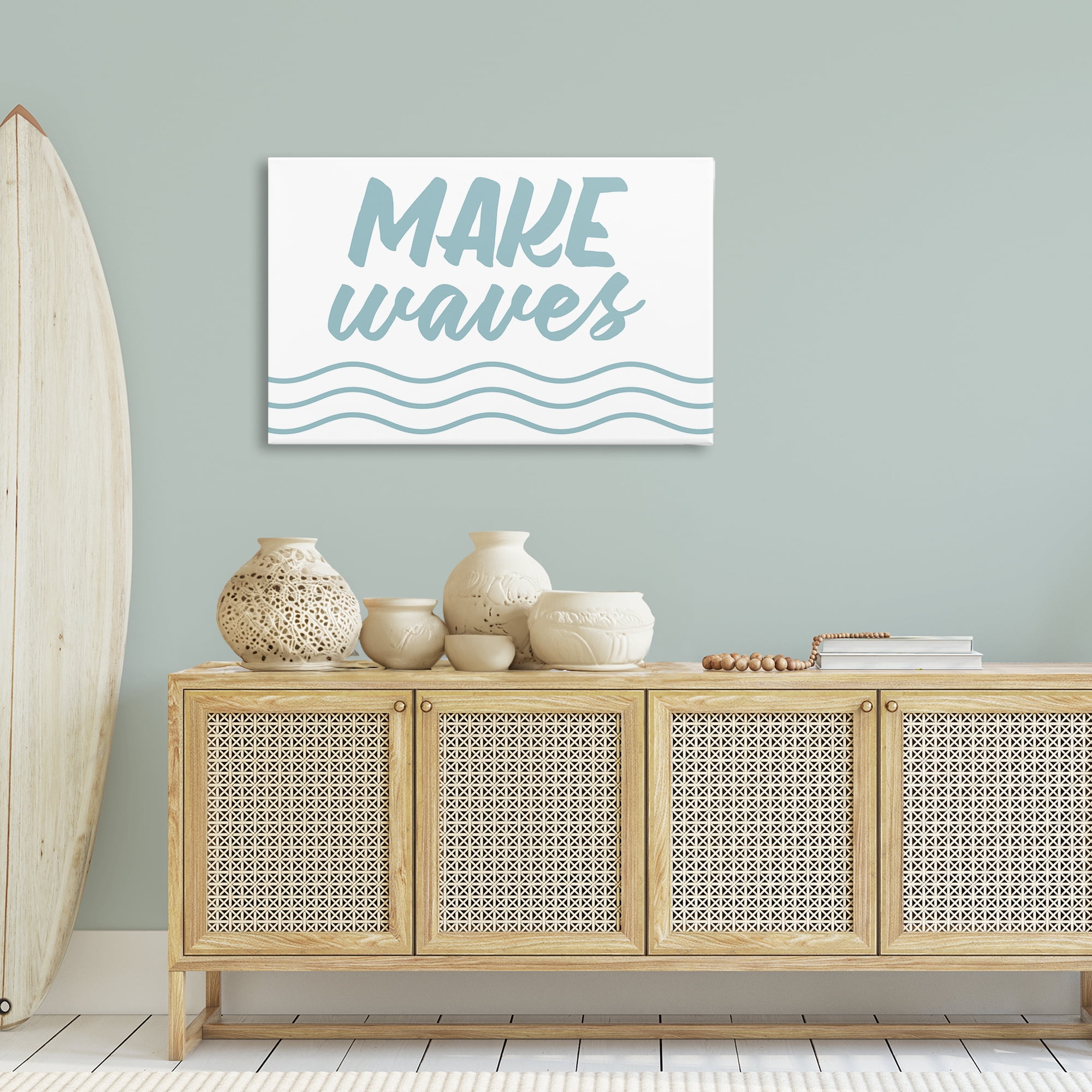 Stupell Industries Make Waves on White Typography Painting Gallery Wrapped Canvas Art Print Wall Art, 36 x 24