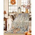 thumbnail image 2 of Orange Blue Fall Flannel Blanket for Bed,Travel and Camping, Thanksgiving Floral Botanical Rustic Super Soft Cozy Blanket for All Seasons 40"x50", 2 of 6