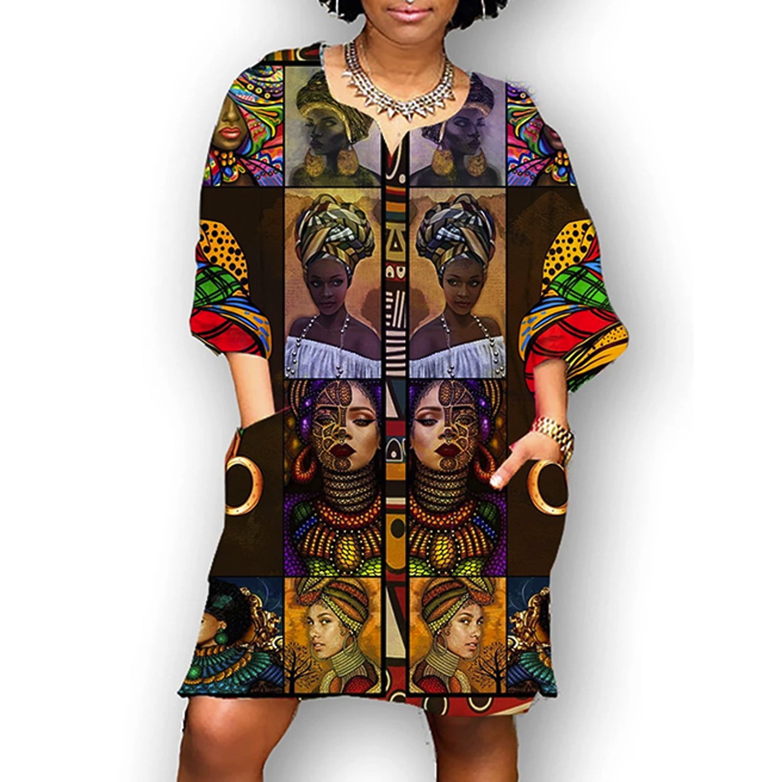 African print kaftan dress size UK 16 up to 30
