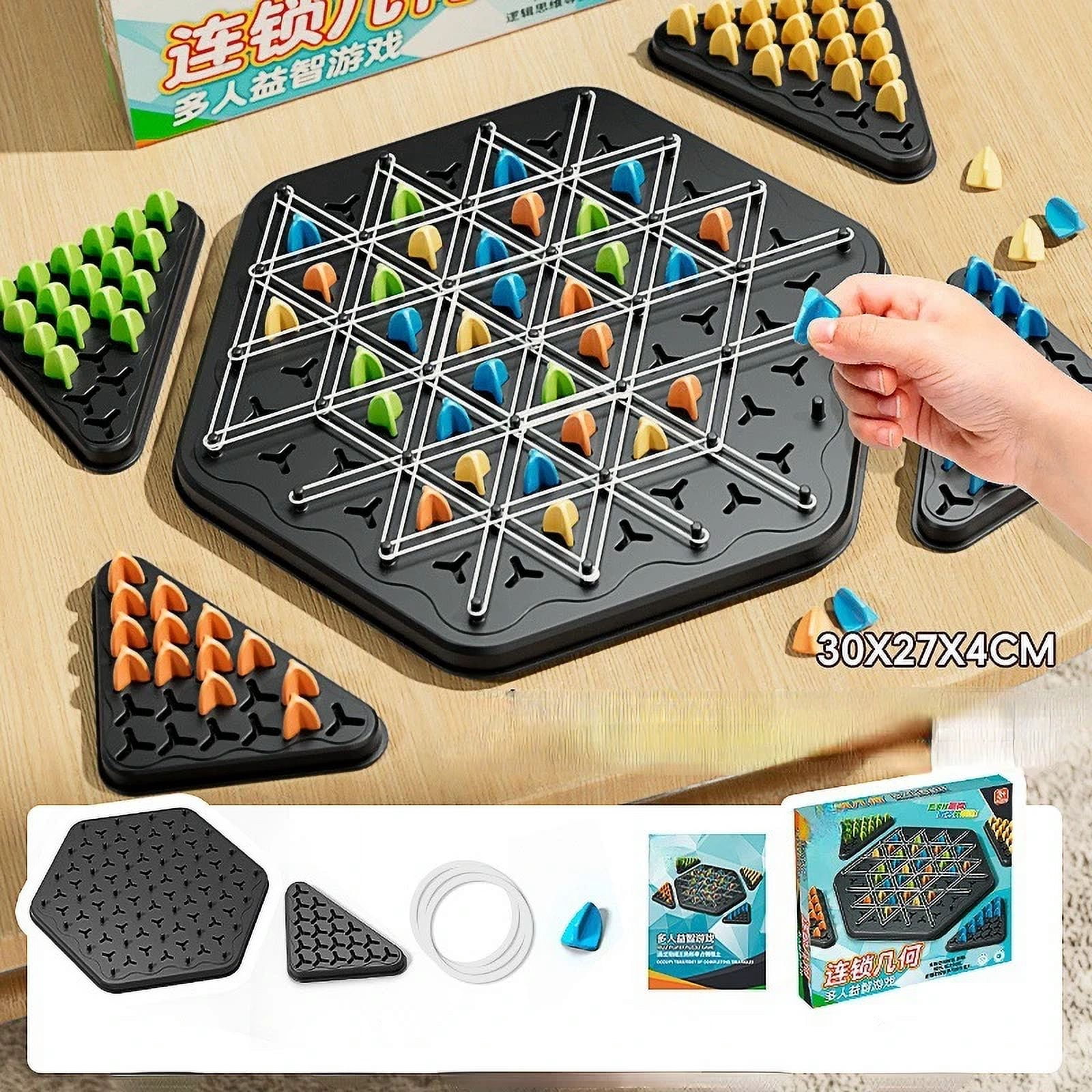 Triggler – Juego De Mesa Chain Triggle Con Triángulos Y Gomas, Para 2 A 4 Jugadores, Educativo Y Divertido Para Niños Y Adultos