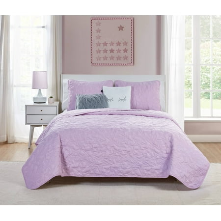 VCNY Home Lilac Happy Dreamer 4/5 Piece Bedding Quilt Set