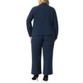 thumbnail image 3 of Plus Size Suit Two Piece Outfits for Women Business Office Blazer Jacket and Pants Suit Set 2X Dark Blue, 3 of 6