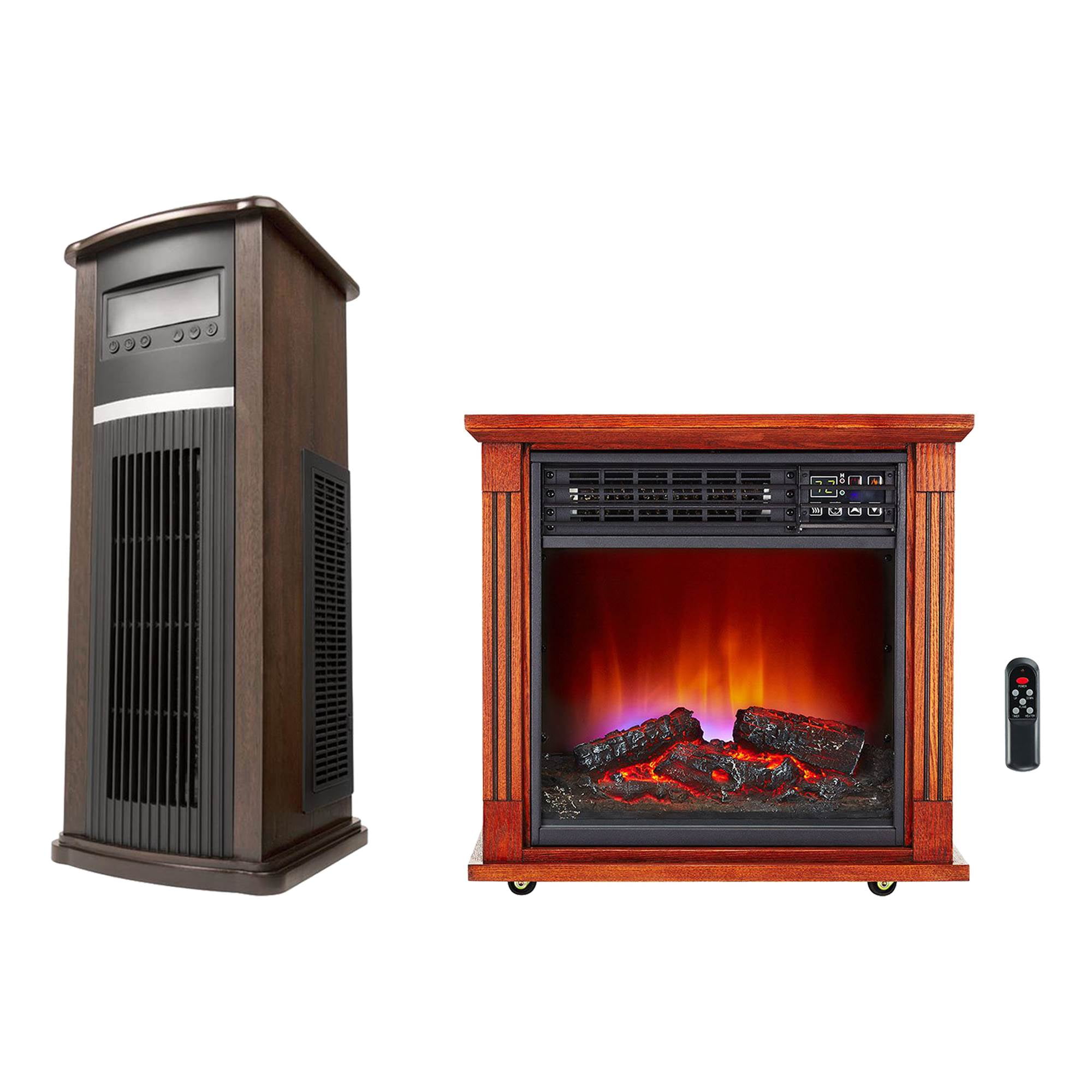 Haier Vertical Large Area Infrared Tower Heater + Fireplace Infrared