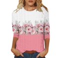 thumbnail image 2 of Bovemsi 2025 Women's Casual Short Sleeve Crew Neck T-Shirt – Basic Solid Color Summer Top, Pink, 3XL, 2 of 5